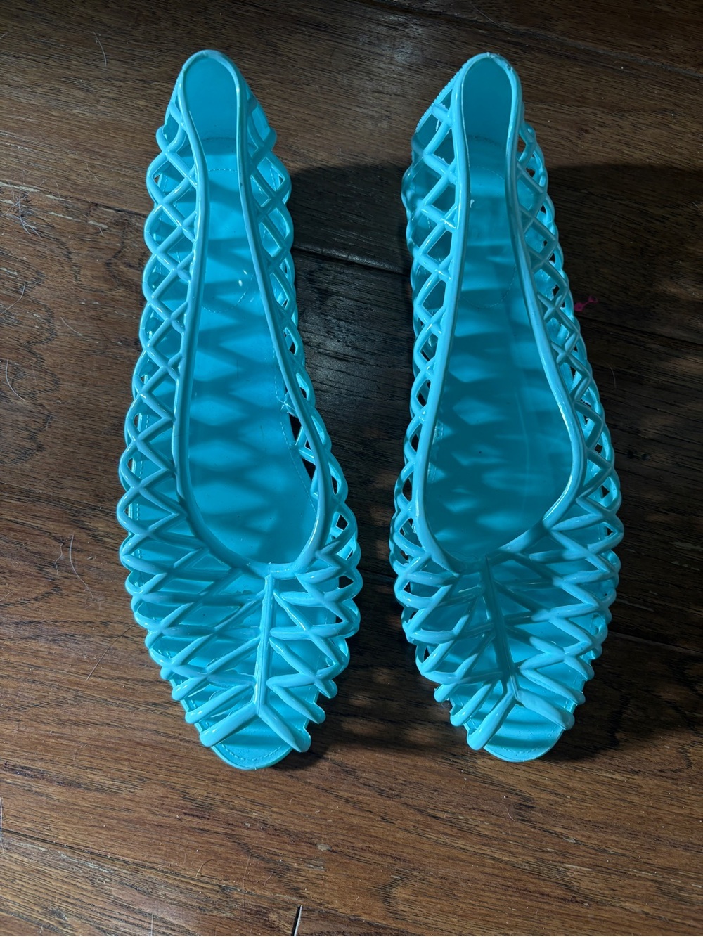 Women’s Aqua Blue Jelly Flats - Lightweight Summer Shoes 9